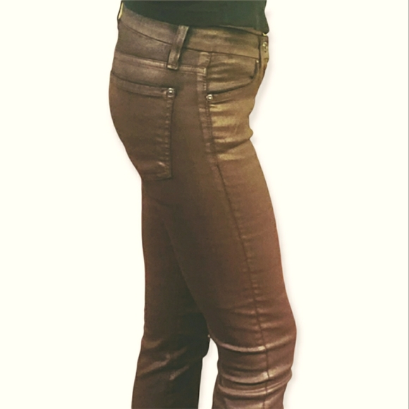 7 for All Mankind The Skinny Coated Jeans - Metallic Bronze/Brown - 24 - Picture 7 of 12
